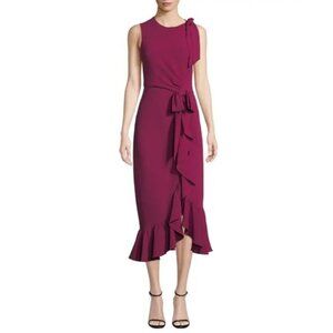 Cinq a Sept Maroon Dark Pink Nanon Tulip Midi Dress $450